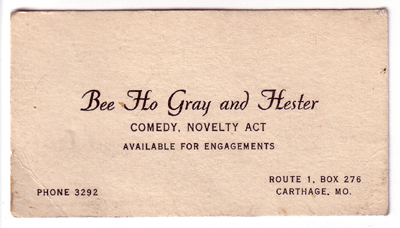 Bee Ho Gray and Hester Business Card