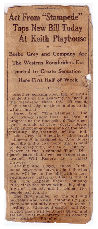 Stampede Vaudeville Show, 1916