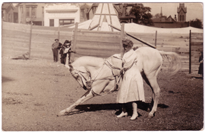 Ada Summerville with her trick horse, Onion