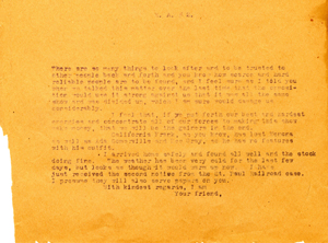 Miller Brothers letter regarding Bee Ho Gray
